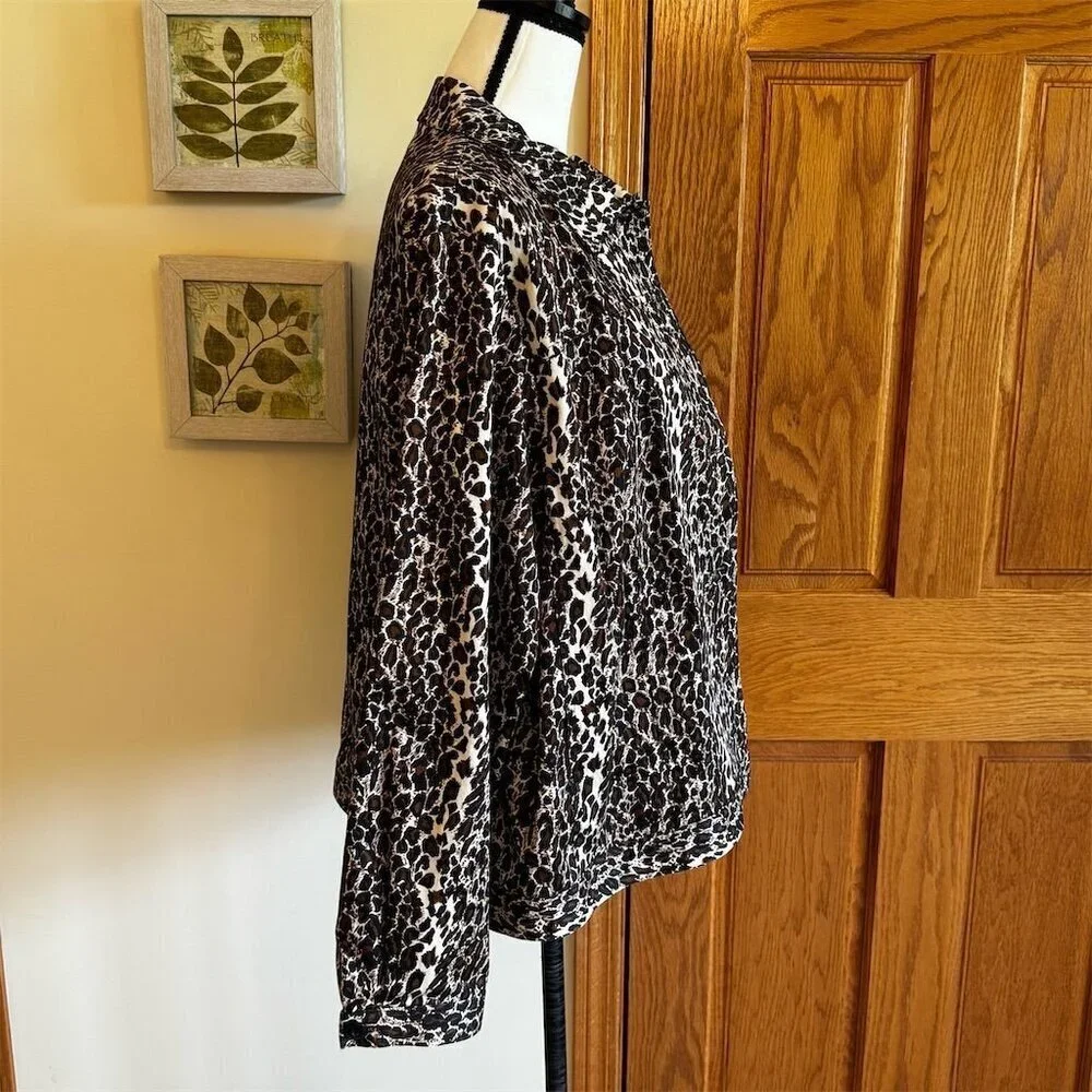 Women's Laura Ashley XL Animal Print Blazer Jacket Multicolor Mid Length